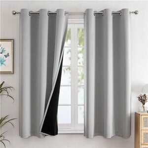 100% Blackout Curtains for Bedroom with Black Liner,2Thick Layers Total Blackout